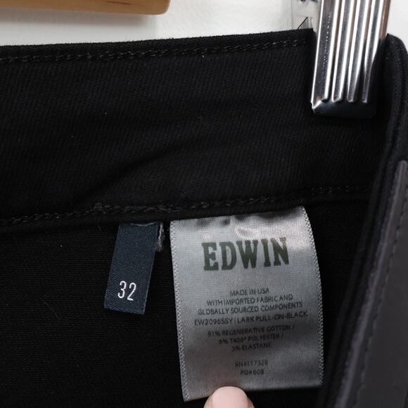 NWT Edwin Lark Pull-On Mid-Rise Flare Jean Stretch Side-Zip Black Size 32 - Picture 6 of 7